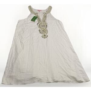NWT $238 LILLY PULITZER VALLI SOFT SHIFT DRESS Resort White Embellishment Sz L